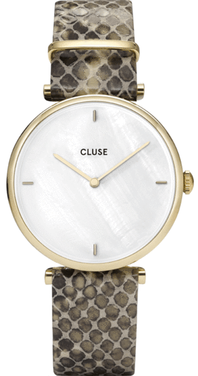 CLUSE TRIOMPHE GOLD WHITE PEARL/SOFT ALMOND PYTHON CL61008