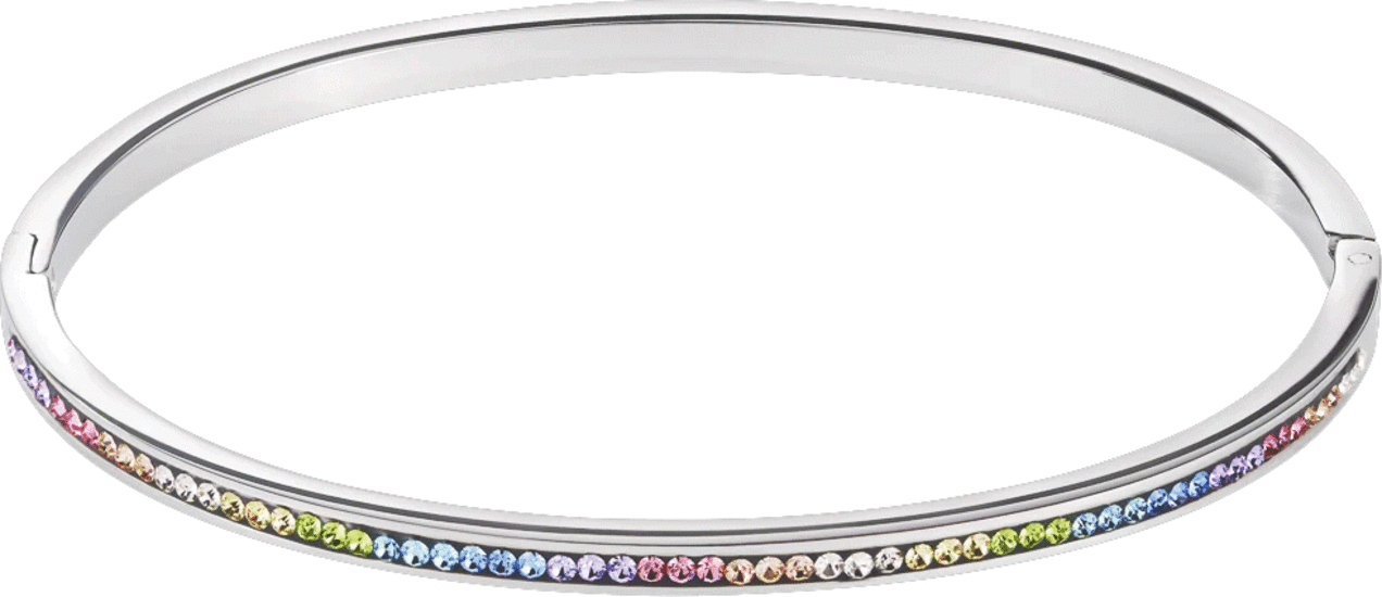Coeur de Lion Bangle stainless steel & crystals pavé multicolour pastel 0129/33-1522