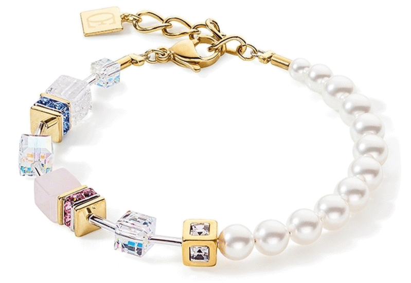 Coeur de Lion GeoCUBE® Precious Fusion Pearls bracelet multicolour pastel 5086/30-1522