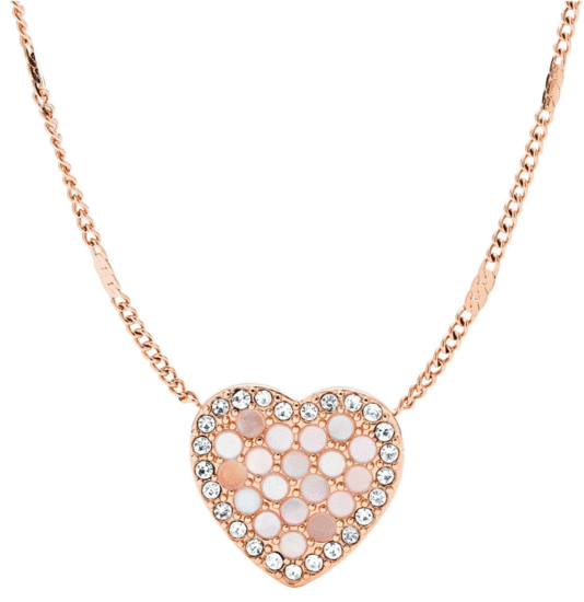 FOSSIL MOSAIC HEART ROSE GOLD-TONE STAINLESS STEEL NECKLACE JF03164791