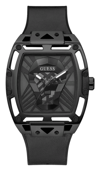 GUESS BLACK CASE BLACK GENUINE LEATHER/SILICONE WATCH GW0500G2