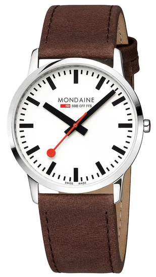 MONDAINE SIMPLY ELEGANT 41mm brown leather watch A638.30350.12SBG