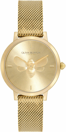 OLIVIA BURTON Signature 28mm Bee Ultra Slim Gold Mesh Watch 24000022