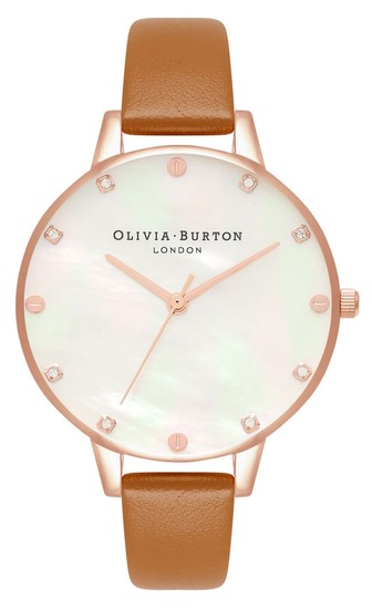 Olivia Burton Demi Mother Of Pearl Dial Tan & Rose Gold Watch OB16SE18