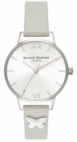 OLIVIA BURTON Embellished Strap Grey Silver Butterfly OB16MD93