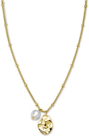 ROSEFIELD NECKLACE PEARL AND WAVED CHARM GOLD JTNPG-J446