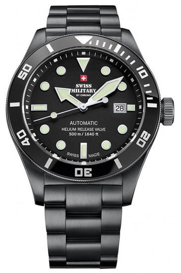 SWISS MILITARY BY CHRONO SWISS MADE AUTOMATIC DIVE WATCH 500M SMA34075.04
