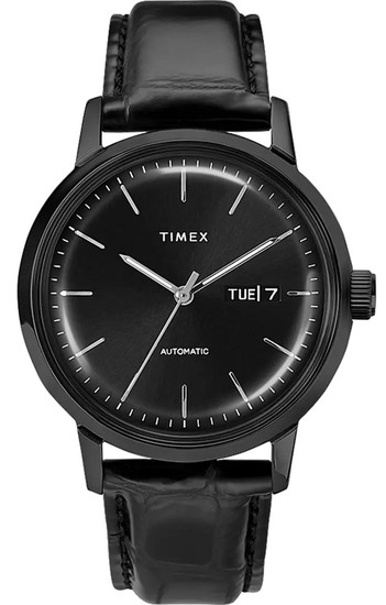 TIMEX Marlin Automatic Day-Date 40mm Leather Strap Watch TW2U11700