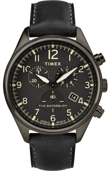 TIMEX Waterbury Traditional Chronograph 42mm Leather Strap Watch TW2R88400