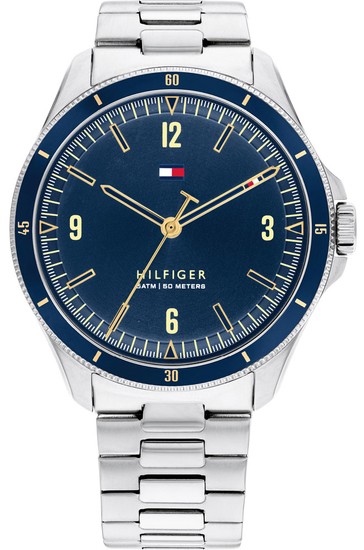 TOMMY HILFIGER STAINLESS STEEL BLUE DIAL WATCH