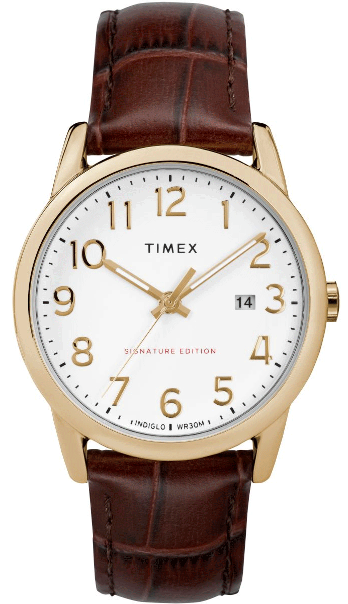 TIMEX Easy Reader Signature 38mm Leather Strap Watch TW2R65100