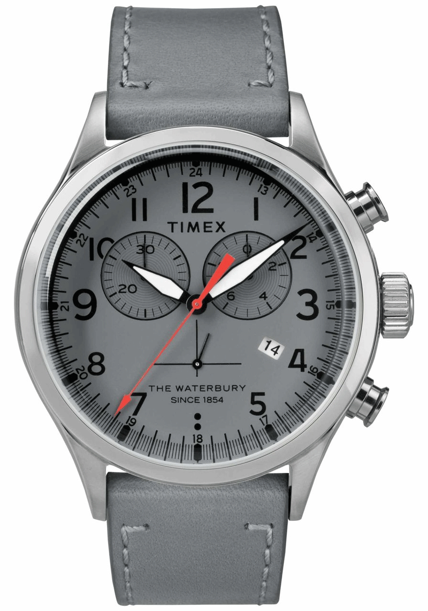 TIMEX Waterbury Traditional Chronograph 42mm Leather Strap Watch TW2R70700