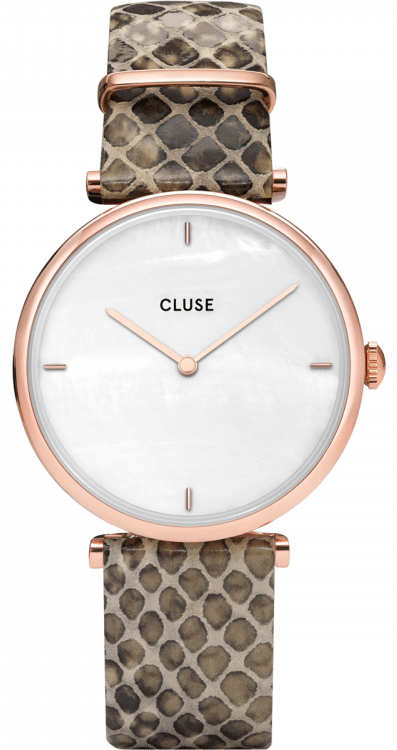 CLUSE TRIOMPHE ROSE GOLD WHITE PEARL/SOFT ALMOND PYTHON CL61007