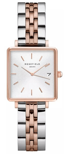 ROSEFIELD The Boxy XS White Silver Rose gold Duo 22mm QMWSSR-Q024