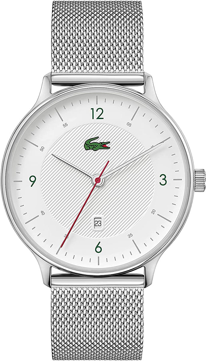 Lacoste Club 3 Hands Watch - White With Stainless Steel Mesh 2011136