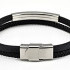 DOUBLED BLACK LEATHER BRACELET WITH SILVER STAINLESS STEEL PLATE BY MENVARD MV1028