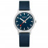 MONDAINE OFFICIAL SWISS RAILWAYS CLASSIC: PETITE SILVER-CASE WATCH WITH DEEP OCEAN BLUE SUSTAINABLE-STRAP A660.30314.40SBD