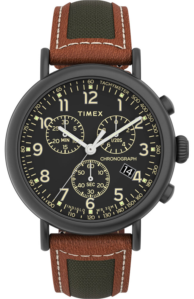 TIMEX STANDARD CHRONOGRAPH 41MM FABRIC AND LEATHER STRAP WATCH TW2U58000