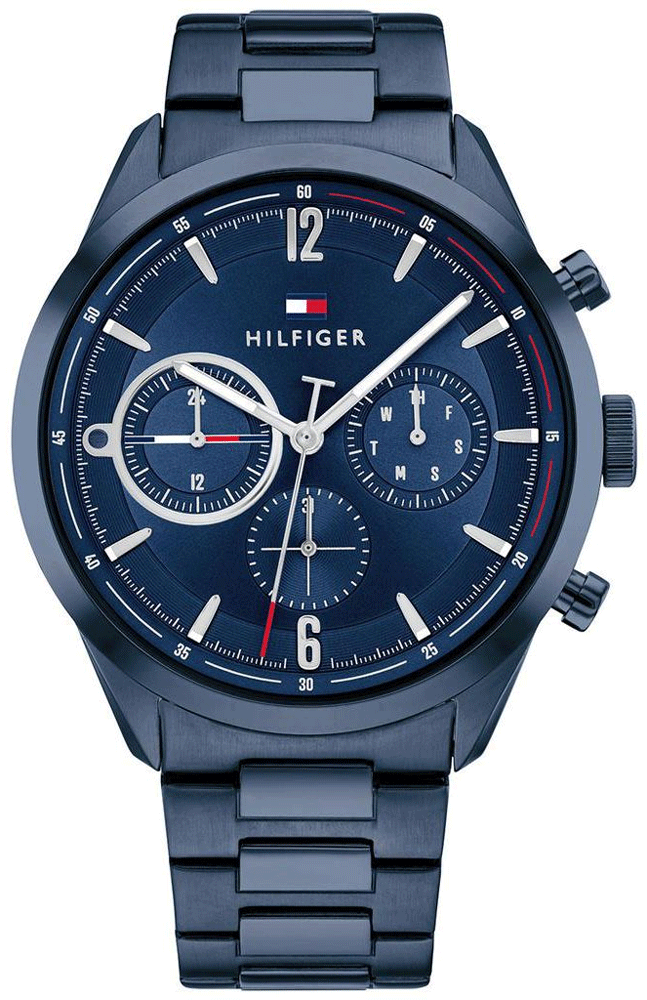 TOMMY HILFIGER NAVY IONIC-PLATED CHAIN-LINK WATCH 1791945