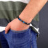 BLACK TURQUOISE LEATHER BRACELET WITH LAVA STONE BY MENVARD MV1050